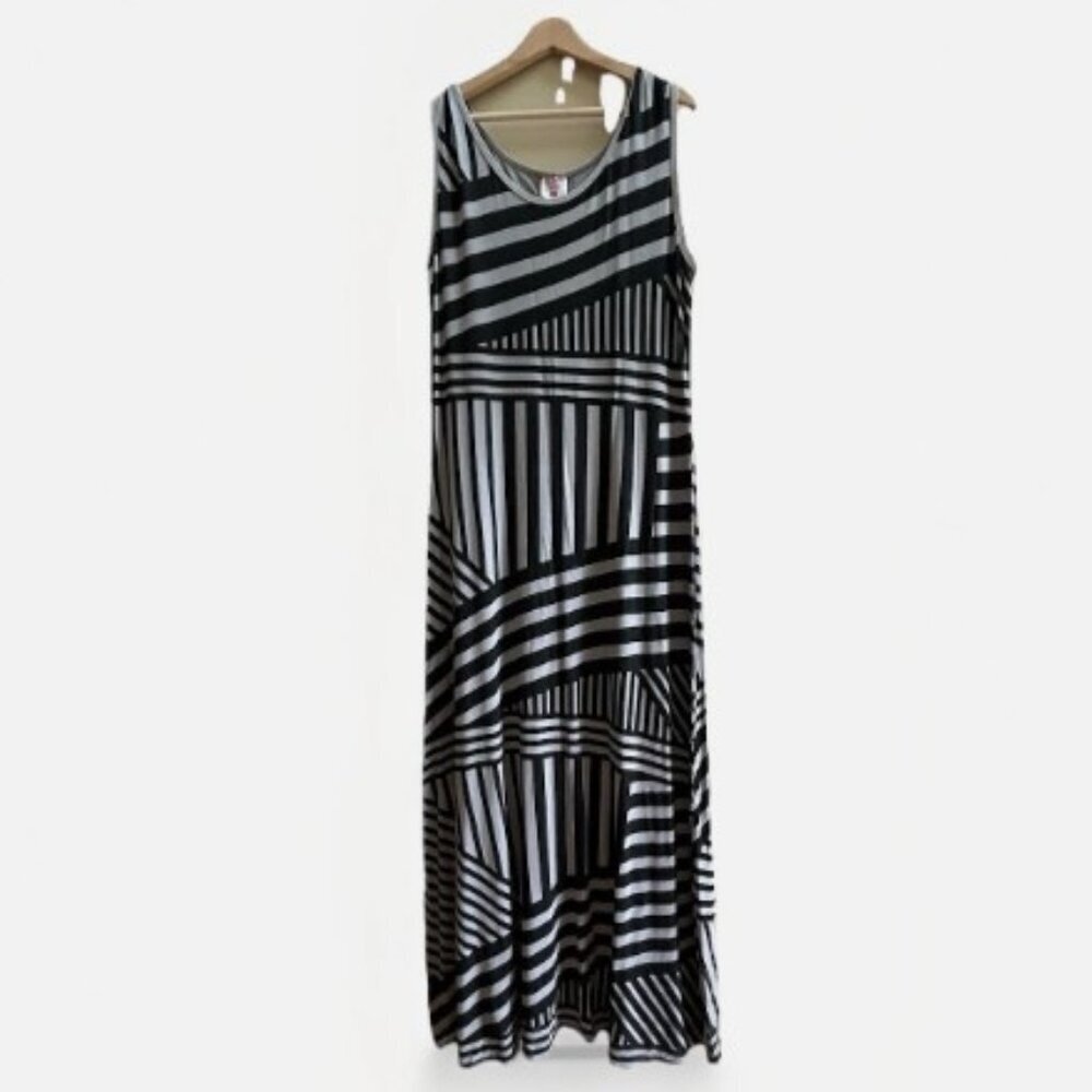 Olkapolka Womens Maxi Dress Abstract Pattern Sleeveless Summer Size Xxl Boho